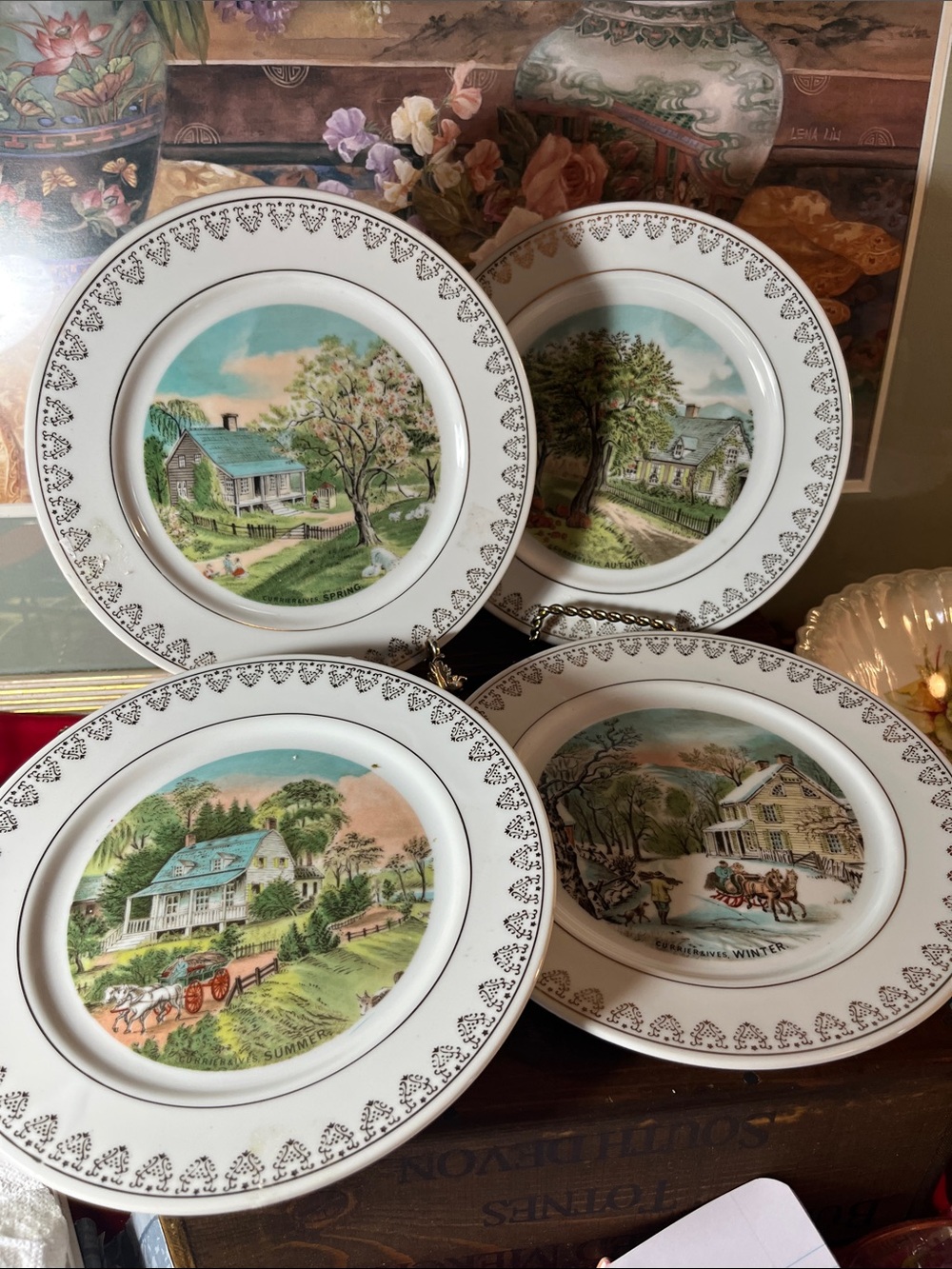Currier & Ives four seasons wall plates